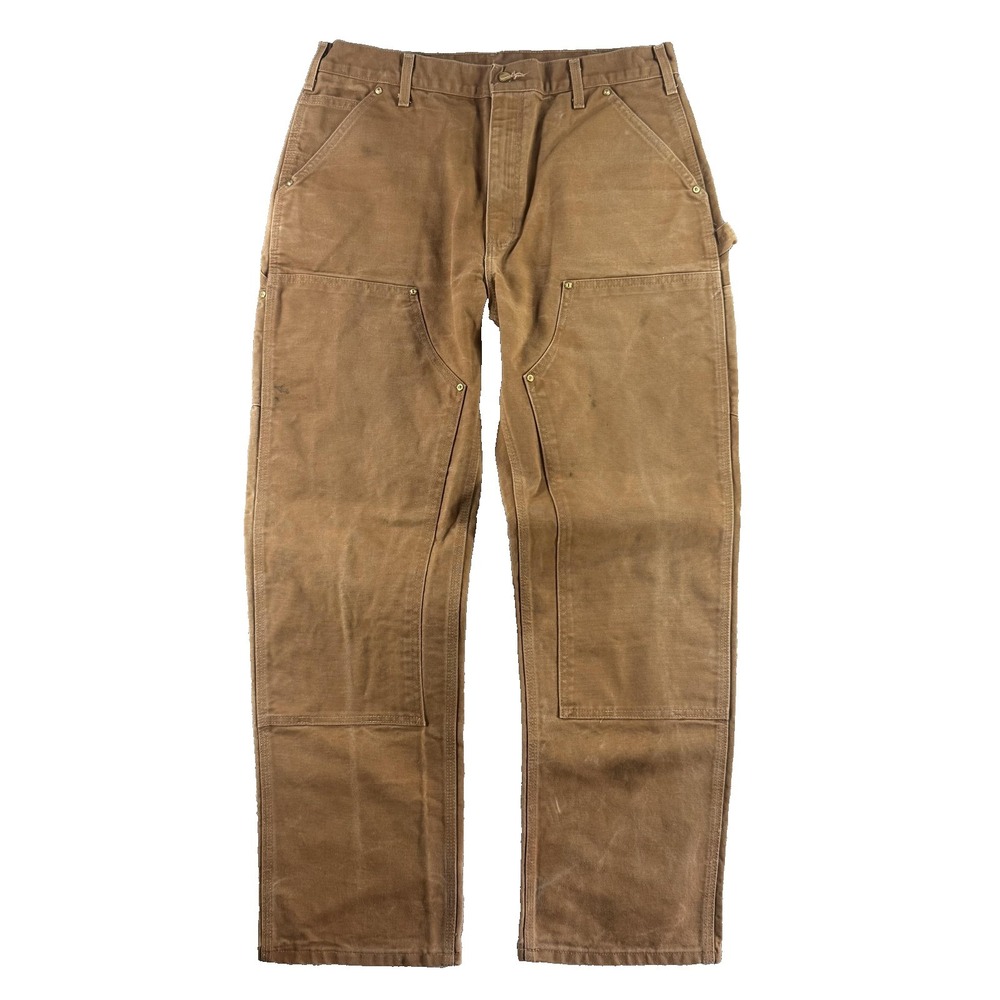 Carhartt Double Knee Carpenter Pants Mens 34x31 Brown Canvas Relaxed Utility